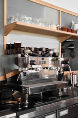 Modern Espresso Machine in Stylish Caf Environment