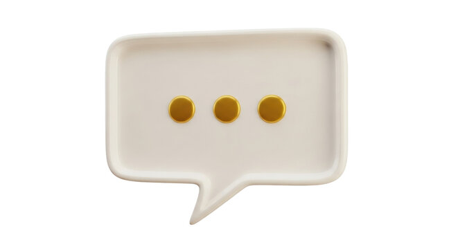 Isolated chat bubble dish shows a speech sign. A conversation box has three gold coins inside.