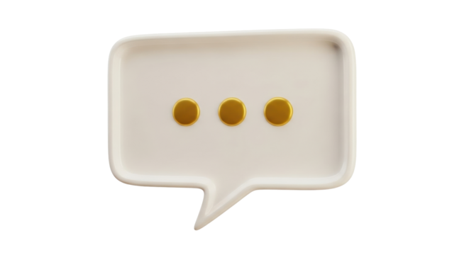 Isolated chat bubble dish shows a speech sign. A conversation box has three gold coins inside.