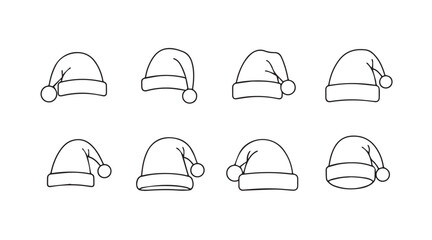 set of Santa hat vector illustration