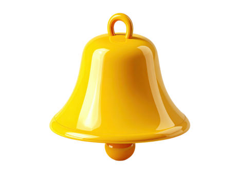 Shiny, golden, 3D rendered bell with a loop, isolated on a black background
