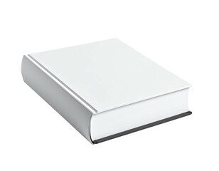 A closed, hardcover book with a plain white cover, angled slightly to the viewer