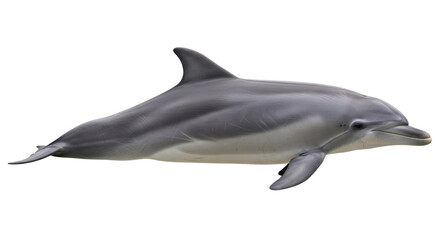 Isolated Bottlenose Dolphin in Swimming Posture with Smooth Skin and Streamlined Body Shape