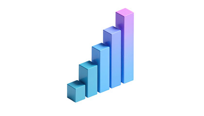 3D Isometric rising bar graph against a black background