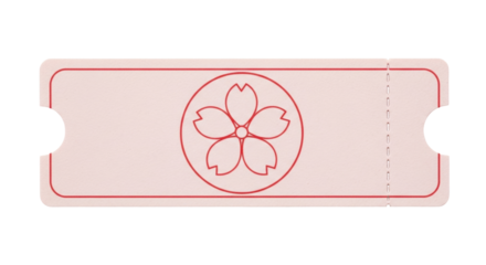 Isolated entry event ticket with a perforate and floral design, a paper pass for events