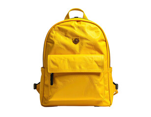 Bright yellow backpack, front view, simple design