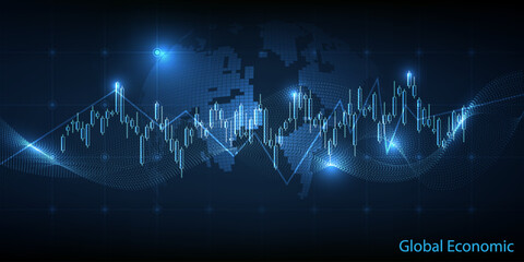 Vector illustrations of abstract futuristic global economics artwork or backgound for financial and investment.
