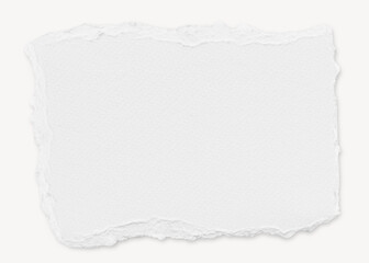 White ripped paper cut out, rectangular collage element