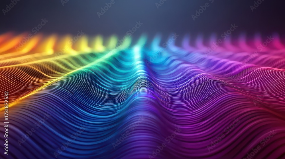 Wall mural laser interference patterns create vibrant diffraction wave patterns with spectral rainbow colors fl