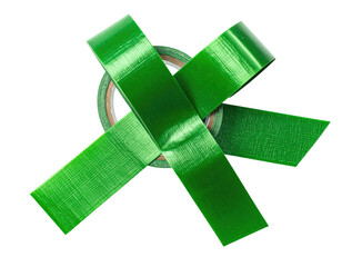 Green tape roll with crossed strips
