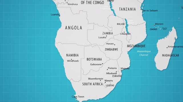 Botswana on the World Map with Animated National Flag