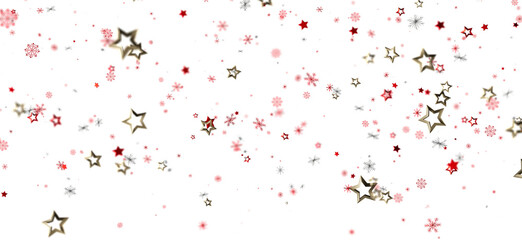 Festive background with red and gold stars, snowflakes. Perfect for holidays, celebrations.