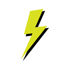 Thunderstorm lightning icon. Colored silhouette. Front side view. Vector simple flat graphic illustration. Isolated object on white background. Isolate.