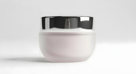 Elegant skincare cream jar with a sleek design on a minimalistic background, showcasing beauty
