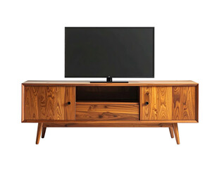 Wooden TV stand with flat-screen TV (1)