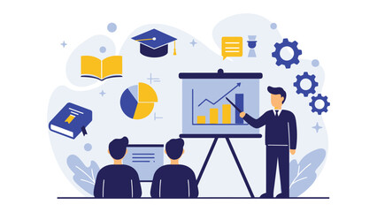 Corporate training session with instructor and employees learning skills
