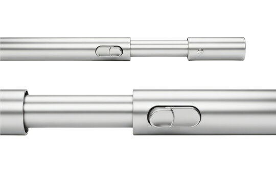 Adjustable metal telescopic pole with push-button lock mechanism on a transparent background