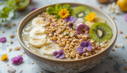 Vibrant smoothie bowl with fresh kiwi and banana for healthy living