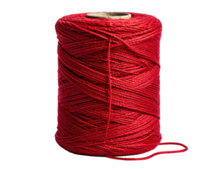 Red spool of strong thread tightly wound