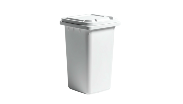 A white, rectangular receptacle with a matching lid, set against a black background