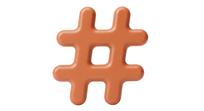 Isolated Number Sign, Hash, Pound Sign – Symbol, Object, Graphic Resource for Creative Projects