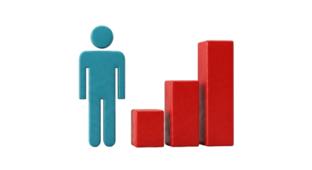 Isolated Person and Chart Depicting Growth, Achievement, Development, Progress, and Success