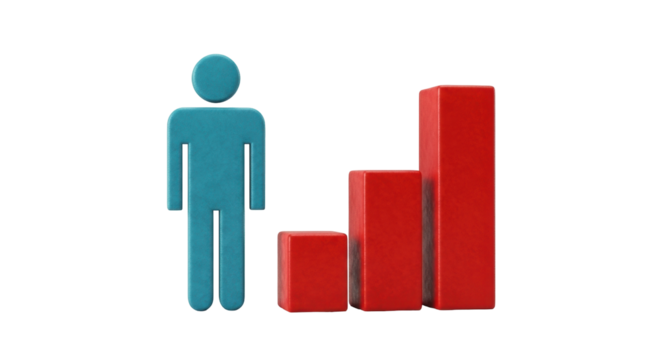 Isolated Person and Chart Depicting Growth, Achievement, Development, Progress, and Success
