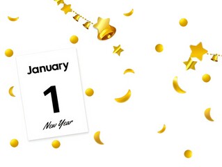 Golden January first calendar festive holiday page