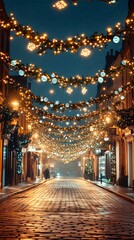 Christmas festive glowing street cozy holiday celebration
