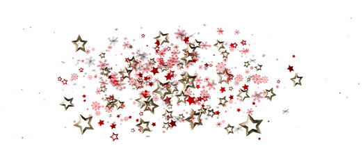 A beautiful abstract design with golden stars, red snowflakes, and a touch of festive spirit on a clean white background. Perfect for holiday de