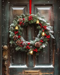 Glowing festive Christmas wreath door seasonal holiday charm