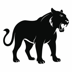 Obraz premium Vector illustration of black panther roaring