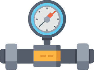 Flat vector icon of a flow meter with white background.