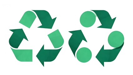 Recycling symbols with green arrows