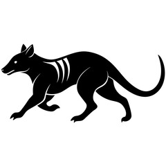 Obraz premium Vector illustration of black silhouette of a thylacine, also known as the tasmanian tiger