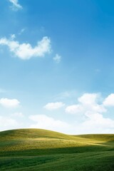 Nature background, green hills & blue sky