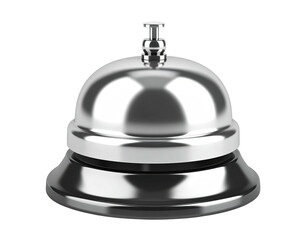 Gleaming silver desk bell with a domed top and a small striking button