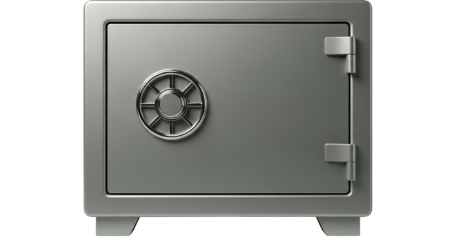 Isolated strongbox featuring a combination lock, secure and safe, steel deposit box mockup