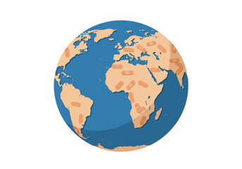 Earth Globe Illustration World Continents and Oceans.