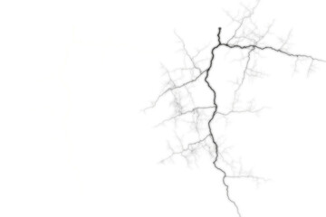 Dramatic bright white lightning bolt striking down from the sky illuminating the dark night sky