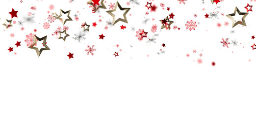 Festive holiday background with red and gold stars and snowflakes. Perfect for Christmas, New Year, and winter celebrations.