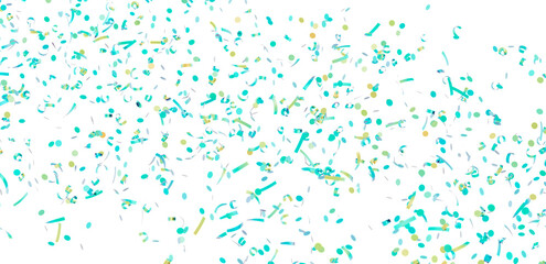 Festive confetti background with teal and gold elements. Perfect for celebrations, parties, and festive designs.