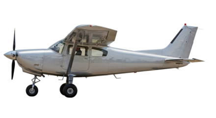 Isolated Aircraft Plane, Light Aviation, Single Engine, Silver Airframe, Transport Plane