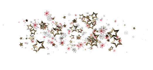 Elegant image featuring golden stars and snowflakes, perfect for holiday designs, Christmas celebrations, and festive projects. Ideal for season