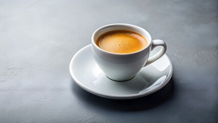 Espresso coffee in a white cup and saucer