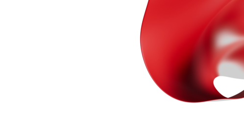 An abstract composition of a curved red form against a clean white backdrop ideal for modern design projects. Perfect for website backgrounds, g