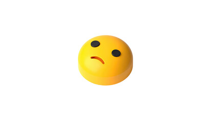 A 3D rendered yellow emoji with a frown, set against a stark black background