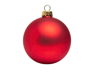 Red Christmas ornament, glossy sphere, gold hanger