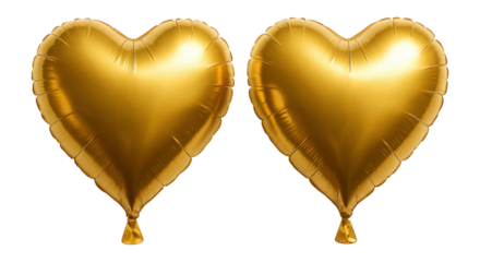 Two golden heart-shaped balloons.