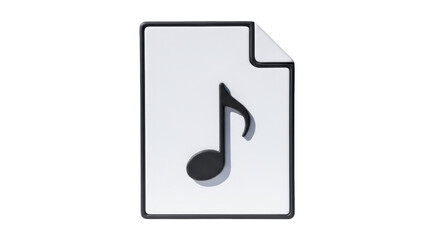 Isolated file music note, page with audio, document paper, modern design for web or application